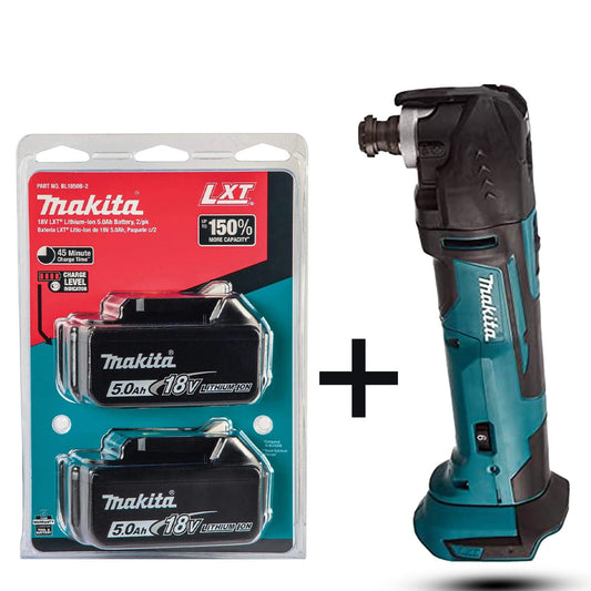 Makita DTM51Z 18V Multi-Tool (Blue) – Includes Two Genuine BL1850B 5.0Ah Lithium-Ion Batteries